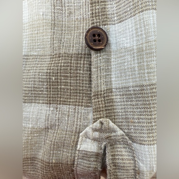 Patagonia Men’s Hemp Cotton Plaid Shirt L Short Sleeve Button-Down Tan - Picture 9 of 10